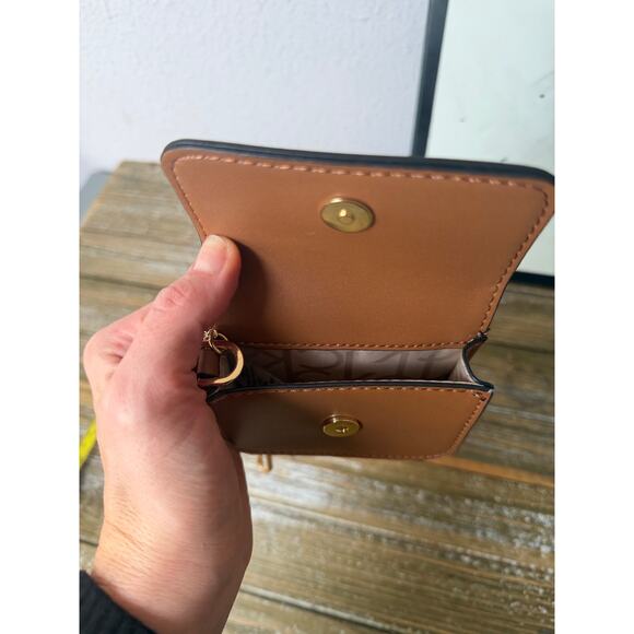 Calvin Klein MINI Card Wallet Key Chain Preppy Minimalist Brown Faux Leather - Picture 8 of 8